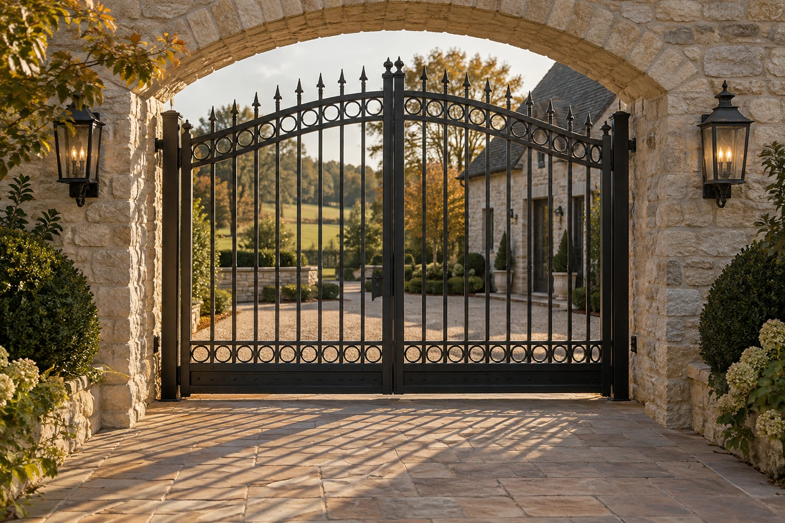 Black steel gate installation for Courtyard Metal Gates in Lexington, KY