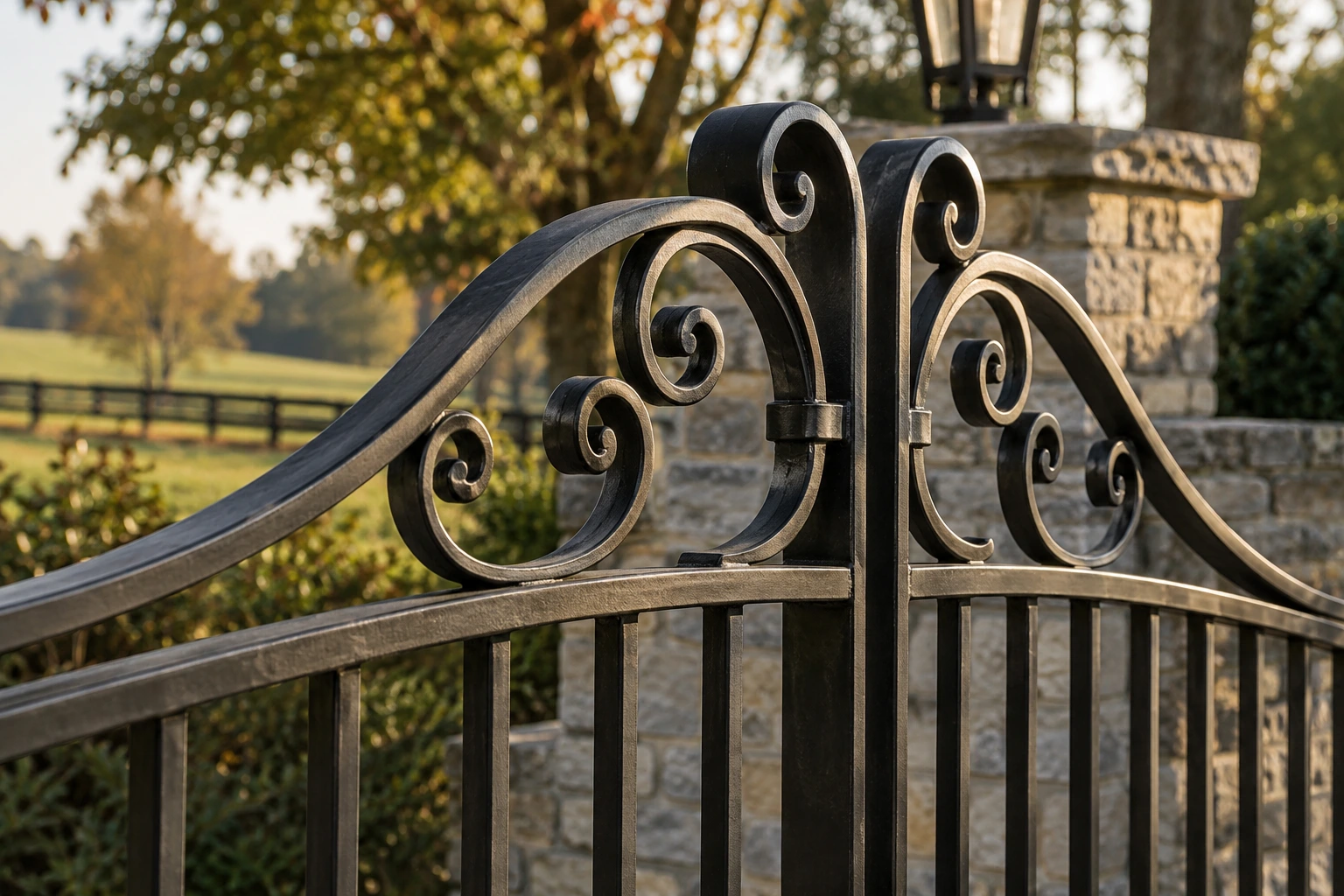 Close-up hardware detail for Entry Metal Gates in Lexington, KY