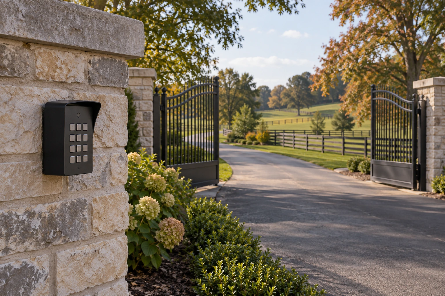 Black steel gate installation for Metal Gate Access Control & Keypad Installation in Lexington, KY