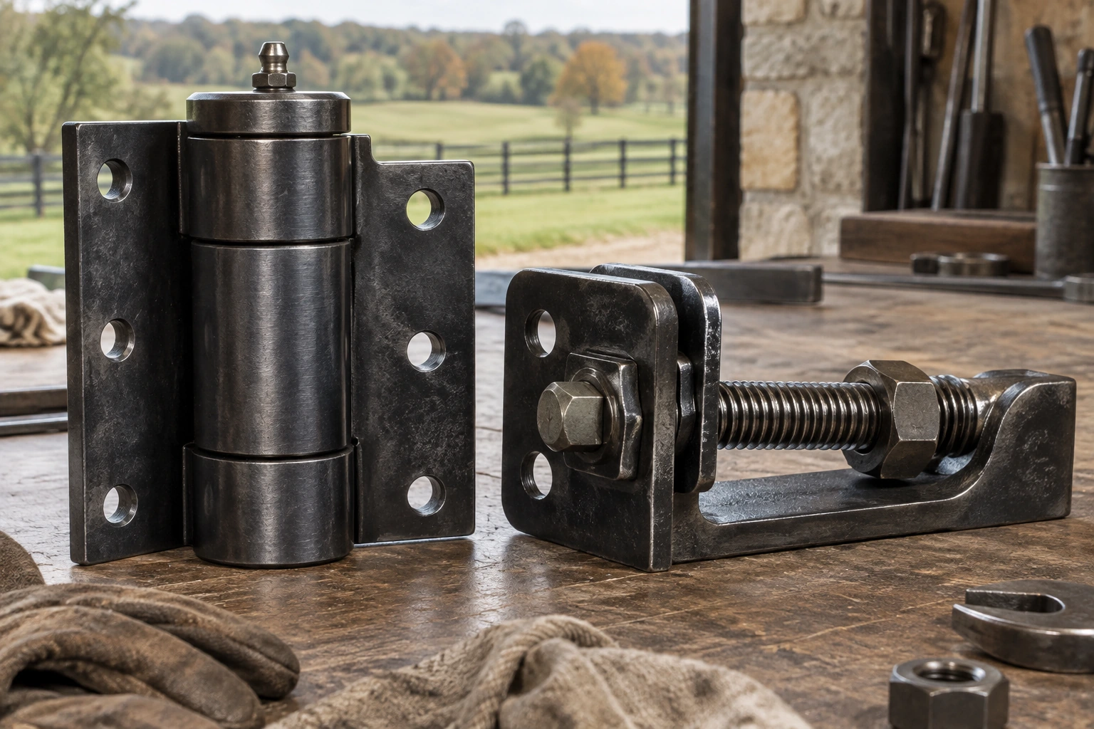 Close-up hardware detail for Metal Gate Hinge & Hardware Repair in Lexington, KY