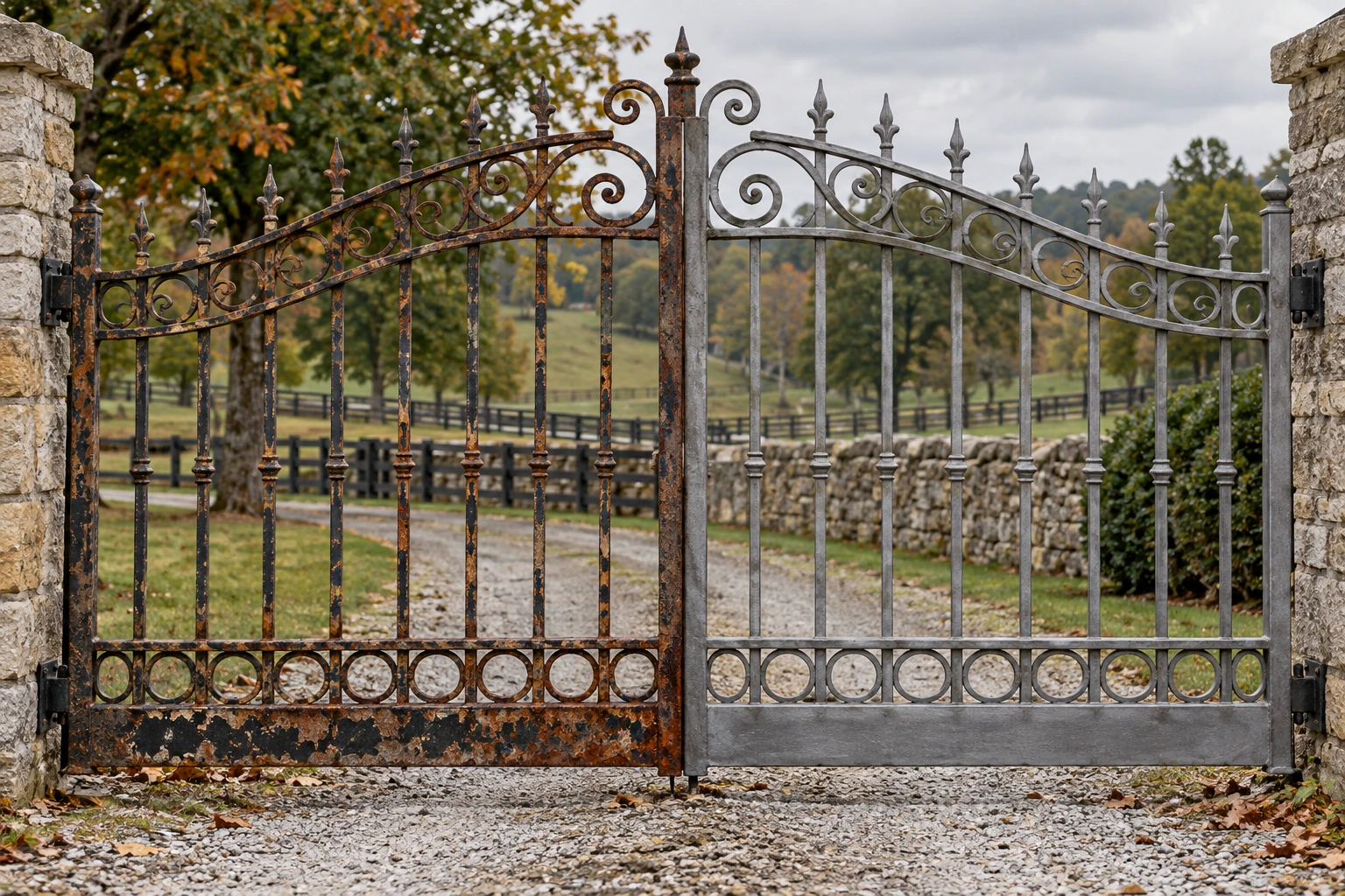 Black steel gate installation for Metal Gate Rust Removal & Refinishing in Lexington, KY