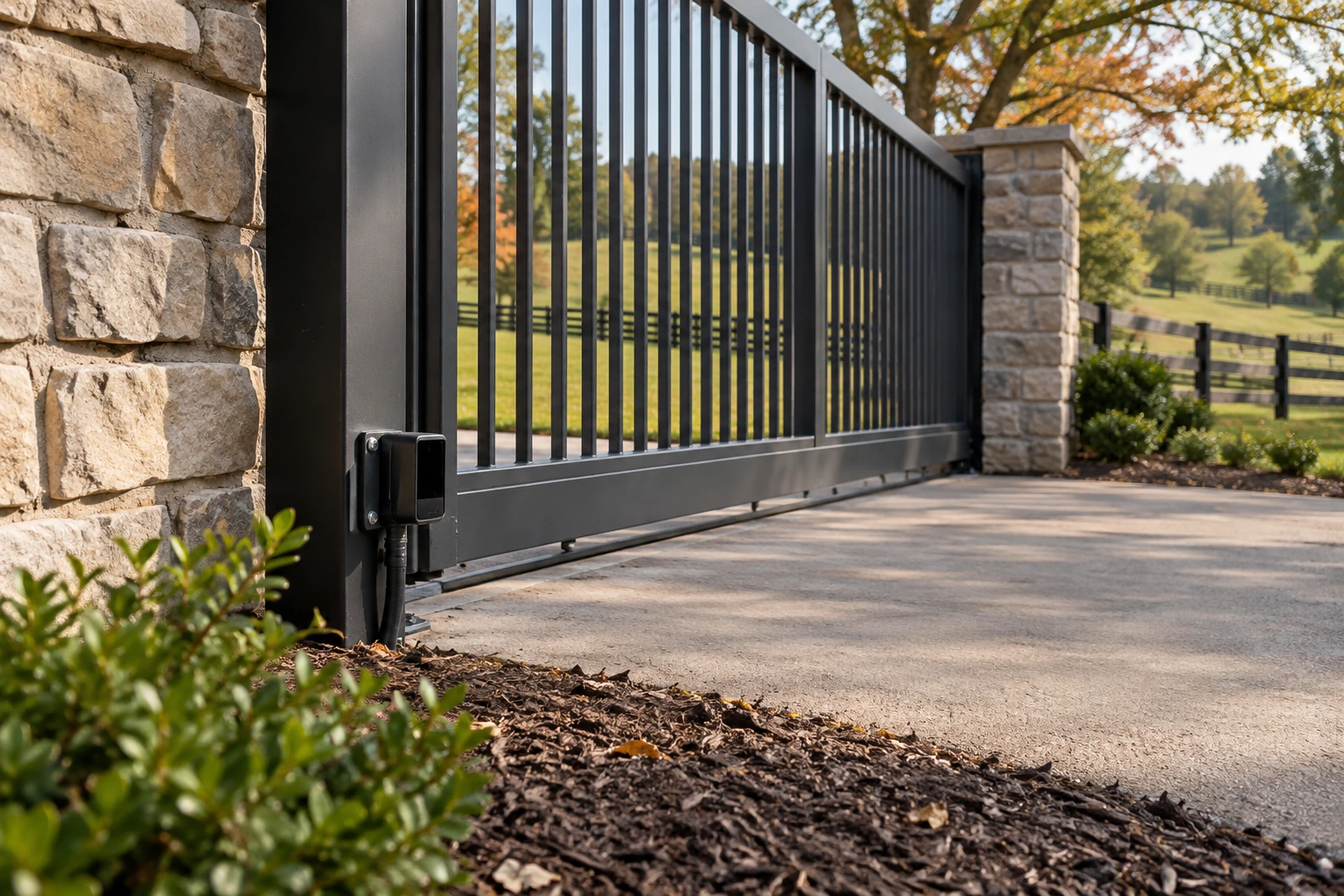 Black steel gate installation for Metal Gate Sensor & Safety Equipment Installation in Lexington, KY