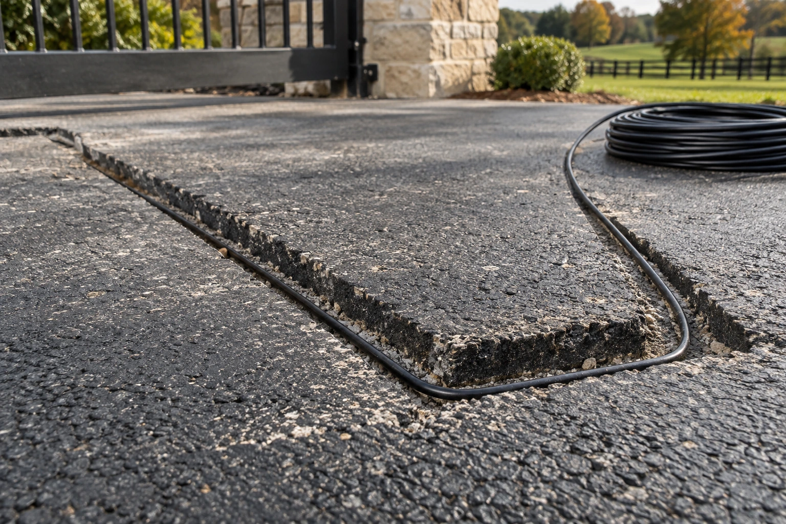 Close-up hardware detail for Metal Gate Vehicle Detection Loop Installation in Lexington, KY
