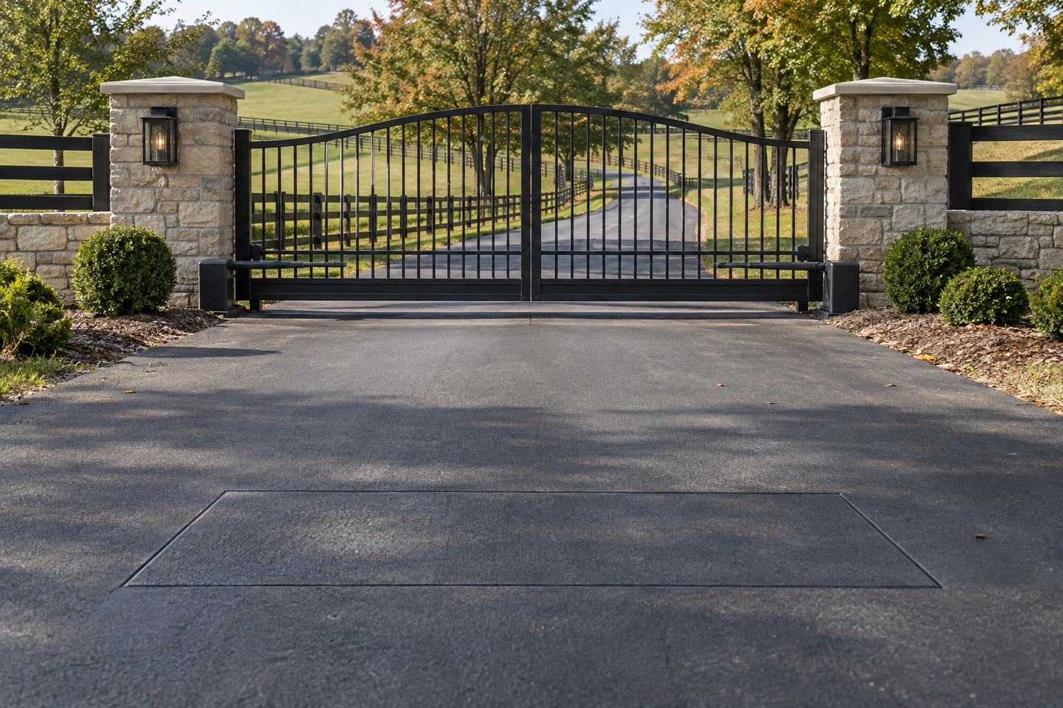 Black steel gate installation for Metal Gate Vehicle Detection Loop Installation in Lexington, KY