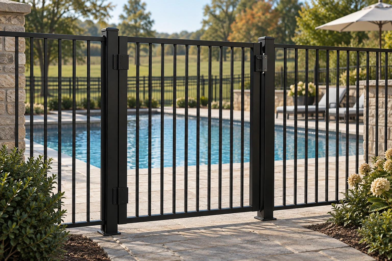 Black steel gate installation for Pool Metal Gates in Lexington, KY