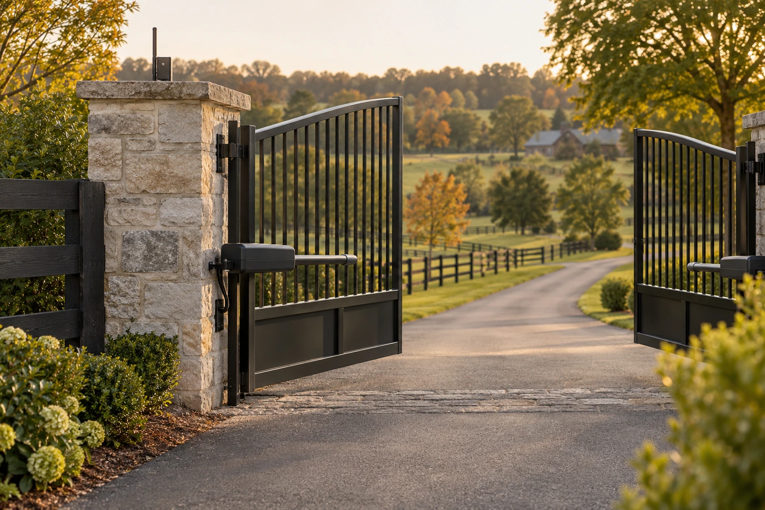 Black steel gate installation for Remote Control Metal Gate Installation in Lexington, KY