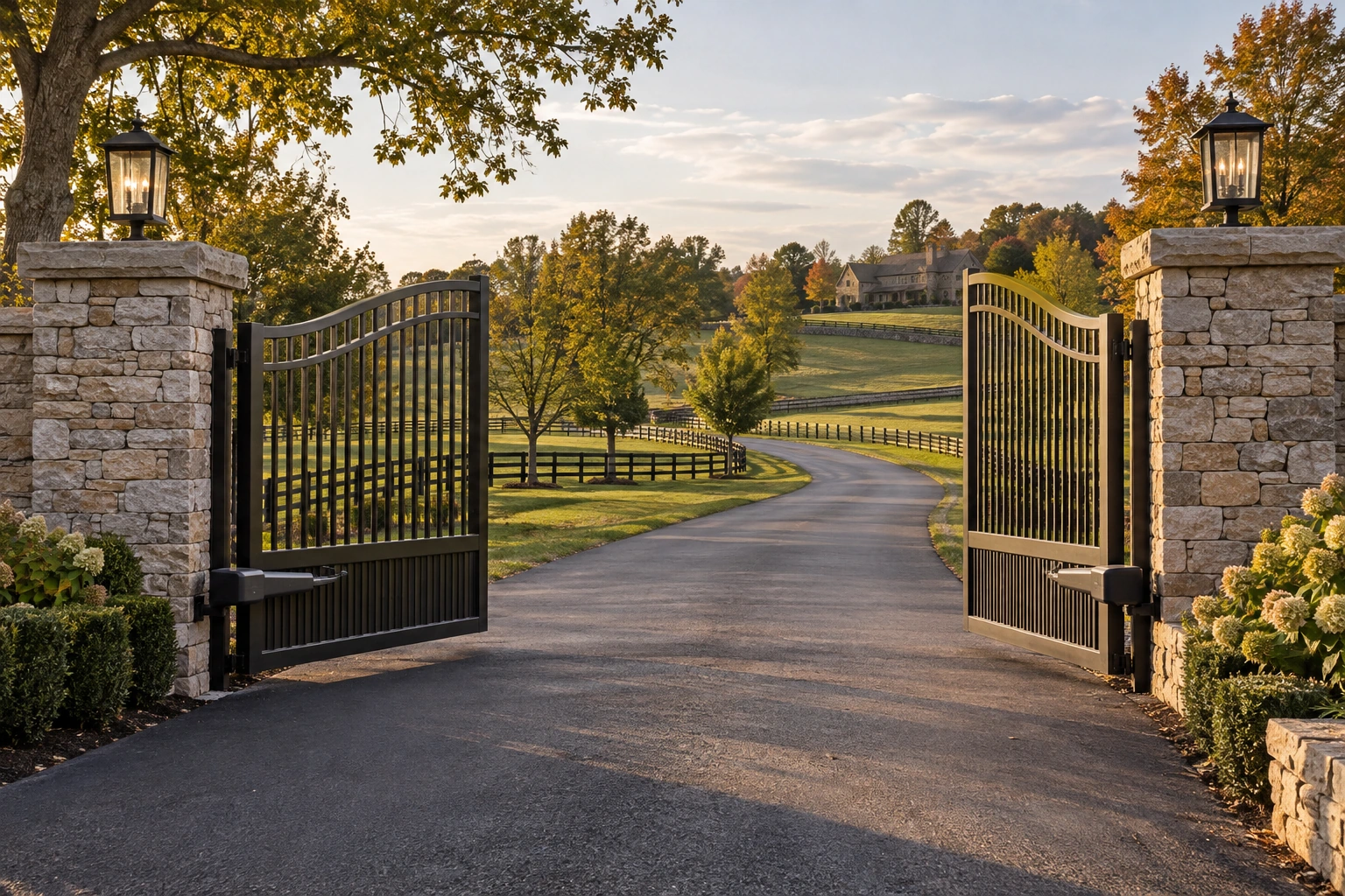 Black steel gate installation for Swing Metal Gate Installation in Lexington, KY