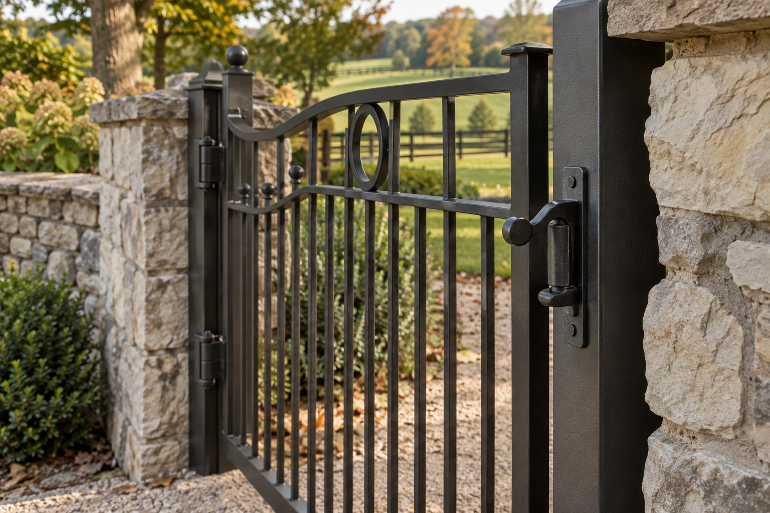 Close-up hardware detail for Walkway & Pedestrian Metal Gates in Lexington, KY