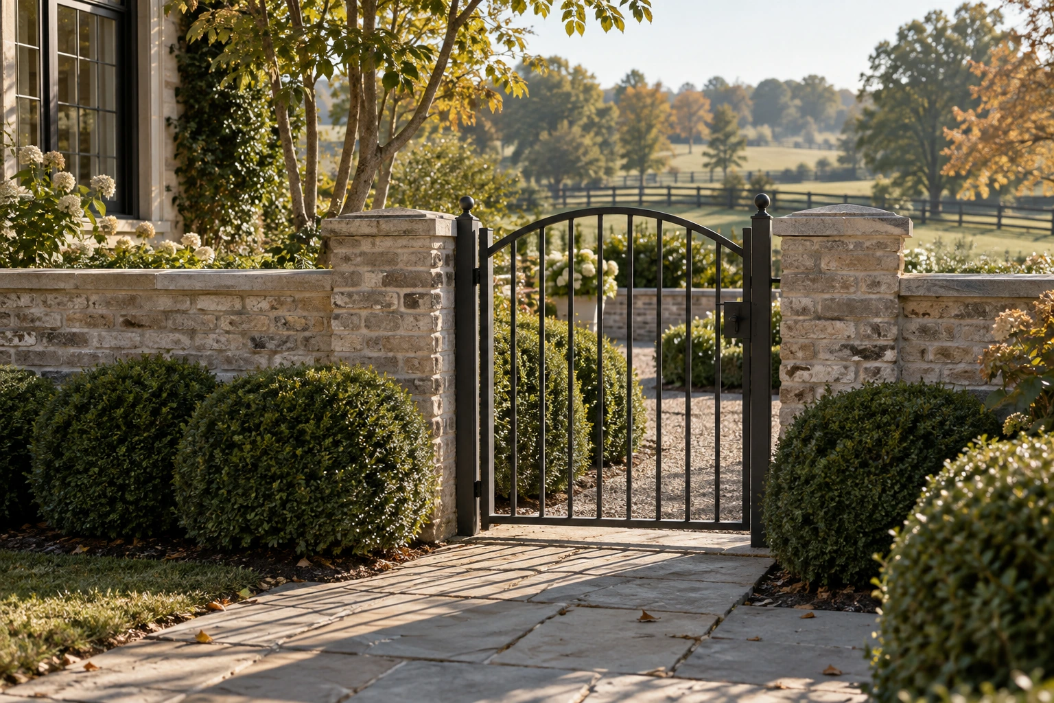 Black steel gate installation for Walkway & Pedestrian Metal Gates in Lexington, KY